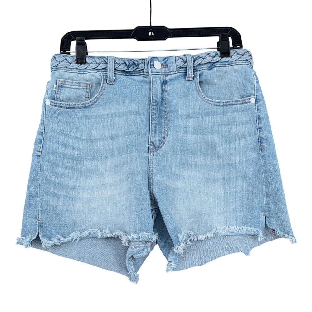 Judy Blue Braided Waistband Women Large Cotton Blend Light Wash Denim Shorts L‎